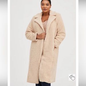 Torrid Beige Faux Fur Longline Teddy Coat